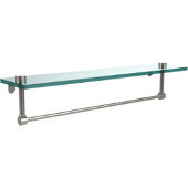  22 Inch Glass Vanity Shelf with Integrated Towel Bar, Satin Nickel