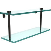  16 Inch Two Tiered Glass Shelf, Oil Rubbed Bronze