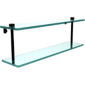  22 Inch Two Tiered Glass Shelf, Matte Black
