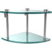  Two Tier Corner Glass Shelf, Polished Chrome