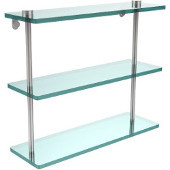  16 Inch Triple Tiered Glass Shelf, Polished Chrome