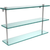  22 Inch Triple Tiered Glass Shelf, Satin Chrome