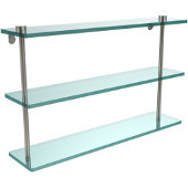  22 Inch Triple Tiered Glass Shelf, Satin Nickel