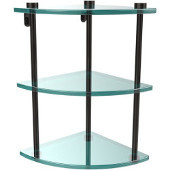  Three Tier Corner Glass Shelf, Oil Rubbed Bronze