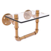  Pipeline Collection Toilet Tissue Holder with Glass Shelf in Brushed Bronze, 9-1/2'' W x 6-11/16'' D x 6-3/8'' H