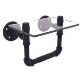  Pipeline Collection Toilet Tissue Holder with Glass Shelf in Matte Black, 9-1/2'' W x 6-11/16'' D x 6-3/8'' H