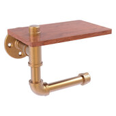  Pipeline Collection Toilet Paper Holder with Wood Shelf in Brushed Bronze, 8-5/16'' W x 5-3/16'' D x 6-1/2'' H