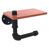  Pipeline Collection Toilet Paper Holder with Wood Shelf in Matte Black, 8-5/16'' W x 5-3/16'' D x 6-1/2'' H