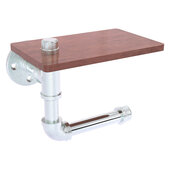  Pipeline Collection Toilet Paper Holder with Wood Shelf in Polished Chrome, 8-5/16'' W x 5-3/16'' D x 6-1/2'' H