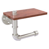  Pipeline Collection Toilet Paper Holder with Wood Shelf in Satin Nickel, 8-5/16'' W x 5-3/16'' D x 6-1/2'' H