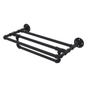  Pipeline Collection 18'' Wall Mounted Towel Shelf with Towel Bar in Matte Black, 18'' W x 10-13/16'' D x 5-13/16'' H