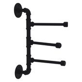  Pipeline Collection 3-Swing Arm Vertical Towel Bar in Matte Black, 3'' W x 10'' D x 15'' H