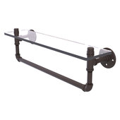  Pipeline Collection 22'' Glass Shelf with Towel Bar in Oil Rubbed Bronze, 22'' W x 5-5/8'' D x 6-1/2'' H