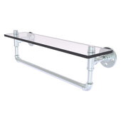  Pipeline Collection 22'' Glass Shelf with Towel Bar in Polished Chrome, 22'' W x 5-5/8'' D x 6-1/2'' H