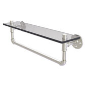  Pipeline Collection 22'' Glass Shelf with Towel Bar in Satin Nickel, 22'' W x 5-5/8'' D x 6-1/2'' H