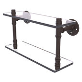  Pipeline Collection 16'' Double Glass Shelf in Oil Rubbed Bronze, 16'' W x 5-5/8'' D x 9-3/8'' H