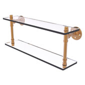  Pipeline Collection 22'' Double Glass Shelf in Brushed Bronze, 22'' W x 5-5/8'' D x 9-3/8'' H
