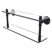  Pipeline Collection 22'' Double Glass Shelf in Matte Black, 22'' W x 5-5/8'' D x 9-3/8'' H