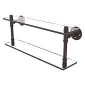  Pipeline Collection 22'' Double Glass Shelf in Oil Rubbed Bronze, 22'' W x 5-5/8'' D x 9-3/8'' H