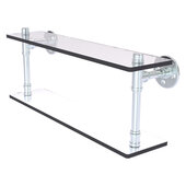  Pipeline Collection 22'' Double Glass Shelf in Polished Chrome, 22'' W x 5-5/8'' D x 9-3/8'' H