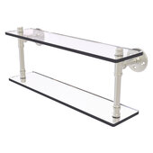  Pipeline Collection 22'' Double Glass Shelf in Satin Nickel, 22'' W x 5-5/8'' D x 9-3/8'' H