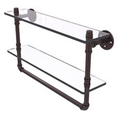  Pipeline Collection 22'' Double Glass Shelf with Towel Bar in Antique Bronze, 22'' W x 5-5/8'' D x 13-3/16'' H