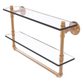  Pipeline Collection 22'' Double Glass Shelf with Towel Bar in Brushed Bronze, 22'' W x 5-5/8'' D x 13-3/16'' H
