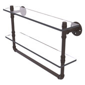  Pipeline Collection 22'' Double Glass Shelf with Towel Bar in Oil Rubbed Bronze, 22'' W x 5-5/8'' D x 13-3/16'' H