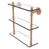  Pipeline Collection 16'' Triple Glass Shelf in Brushed Bronze, 16'' W x 5-5/8'' D x 16-7/8'' H
