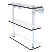  Pipeline Collection 22'' Triple Glass Shelf in Polished Chrome, 22'' W x 5-5/8'' D x 16-7/8'' H
