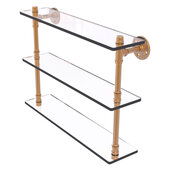  Pipeline Collection 22'' Triple Glass Shelf in Brushed Bronze, 22'' W x 5-5/8'' D x 16-7/8'' H