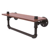  Pipeline Collection 16'' Ironwood Shelf with Towel Bar in Oil Rubbed Bronze, 16'' W x 5-5/8'' D x 6-1/2'' H