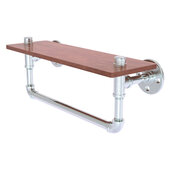  Pipeline Collection 16'' Ironwood Shelf with Towel Bar in Polished Chrome, 16'' W x 5-5/8'' D x 6-1/2'' H