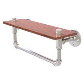  Pipeline Collection 16'' Ironwood Shelf with Towel Bar in Satin Nickel, 16'' W x 5-5/8'' D x 6-1/2'' H