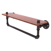  Pipeline Collection 22'' Ironwood Shelf with Towel Bar in Antique Bronze, 22'' W x 5-5/8'' D x 6-1/2'' H