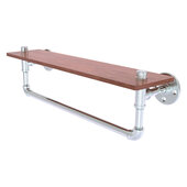  Pipeline Collection 22'' Ironwood Shelf with Towel Bar in Polished Chrome, 22'' W x 5-5/8'' D x 6-1/2'' H