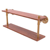  Pipeline Collection 22'' Ironwood Double Shelf in Brushed Bronze, 22'' W x 5-5/8'' D x 9-3/8'' H