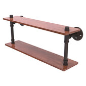  Pipeline Collection 22'' Ironwood Double Shelf in Oil Rubbed Bronze, 22'' W x 5-5/8'' D x 9-3/8'' H