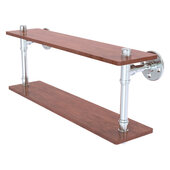  Pipeline Collection 22'' Ironwood Double Shelf in Polished Chrome, 22'' W x 5-5/8'' D x 9-3/8'' H