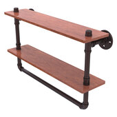  Pipeline Collection 22'' Double Ironwood Shelf with Towel Bar in Antique Bronze, 22'' W x 5-5/8'' D x 13-3/16'' H