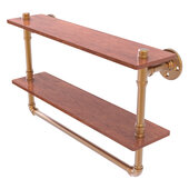  Pipeline Collection 22'' Double Ironwood Shelf with Towel Bar in Brushed Bronze, 22'' W x 5-5/8'' D x 13-3/16'' H