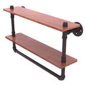  Pipeline Collection 22'' Double Ironwood Shelf with Towel Bar in Oil Rubbed Bronze, 22'' W x 5-5/8'' D x 13-3/16'' H