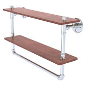  Pipeline Collection 22'' Double Ironwood Shelf with Towel Bar in Polished Chrome, 22'' W x 5-5/8'' D x 13-3/16'' H
