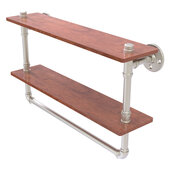  Pipeline Collection 22'' Double Ironwood Shelf with Towel Bar in Satin Nickel, 22'' W x 5-5/8'' D x 13-3/16'' H