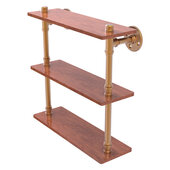  Pipeline Collection 16'' Ironwood Triple Shelf in Brushed Bronze, 16'' W x 5-5/8'' D x 16-7/8'' H