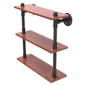  Pipeline Collection 16'' Ironwood Triple Shelf in Oil Rubbed Bronze, 16'' W x 5-5/8'' D x 16-7/8'' H
