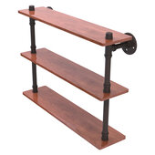  Pipeline Collection 22'' Ironwood Triple Shelf in Oil Rubbed Bronze, 22'' W x 5-5/8'' D x 16-7/8'' H