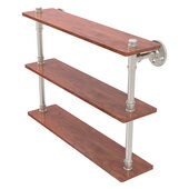  Pipeline Collection 22'' Ironwood Triple Shelf in Satin Nickel, 22'' W x 5-5/8'' D x 16-7/8'' H