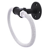  Pipeline Collection Towel Ring with Stainless Steel Braided Ring in Matte Black, 9-1/2'' W x 3-13/16'' D x 7'' H