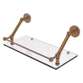  Prestige Skyline Collection 18'' Floating Glass Shelf with Gallery Rail in Brushed Bronze, 18'' W x 8-5/8'' D x 8'' H
